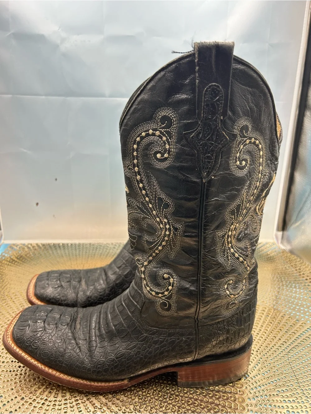 Ferrini men 9 exotic croc print cowboy boots